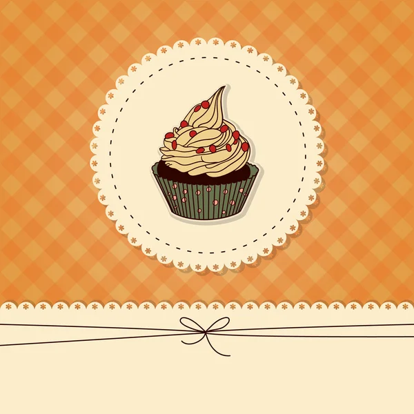 Carte drôle, invitation avec un cupcake et place pour le texte — Image vectorielle