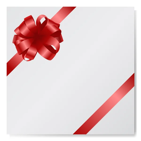 空纸卡分离在白色背景上的红色丝绸蝴蝶结 — 图库矢量图片