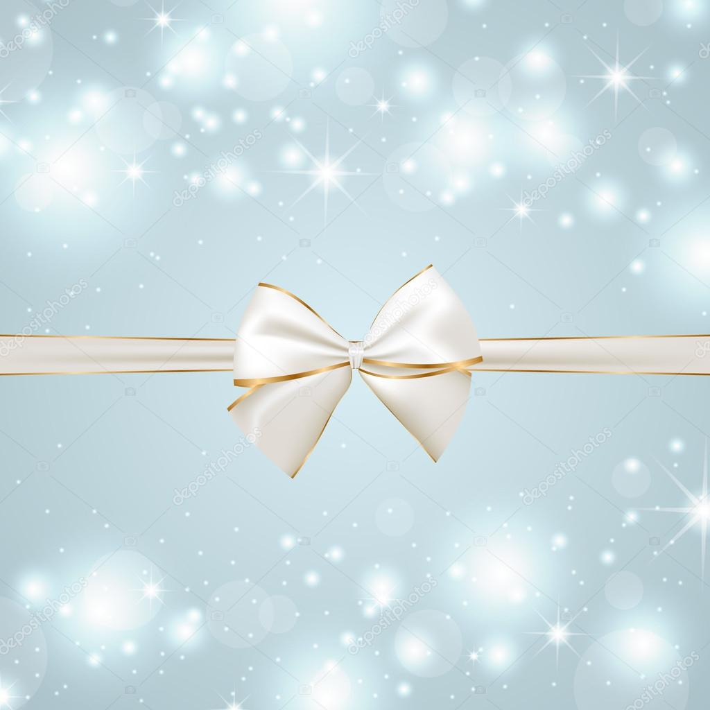 Festive background with silver and golden bow