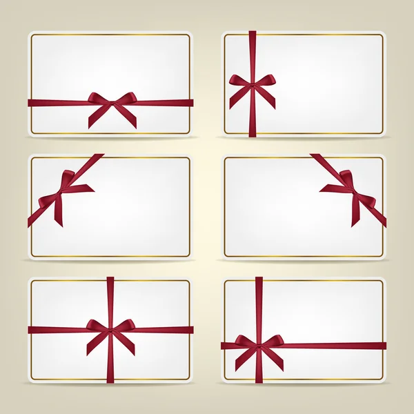 Conjunto de tarjetas regalo con cintas. Fondo o plantilla vectorial . — Archivo Imágenes Vectoriales