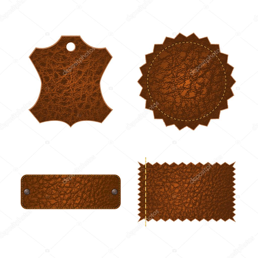 Set of leather tag labels. 