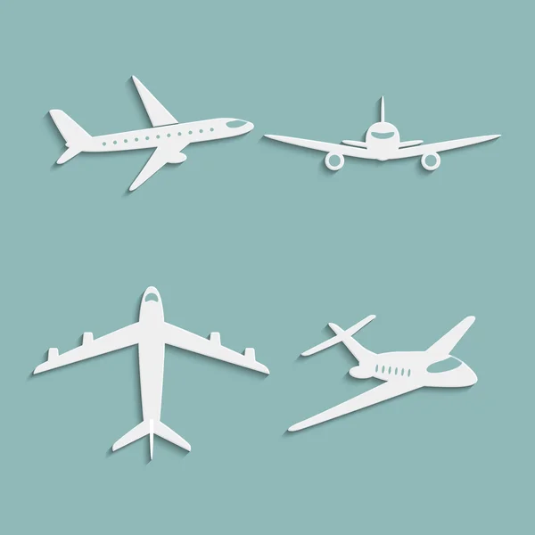 Vliegtuigen papier pictogrammen — Stockvector