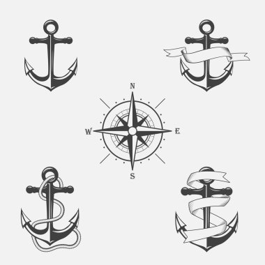 Set of vintage patterns on nautical theme. Icons and design elements. clipart