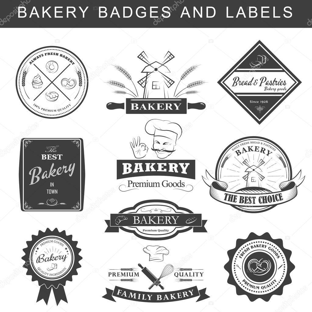 Set of vintage retro bakery logo badges and labels
