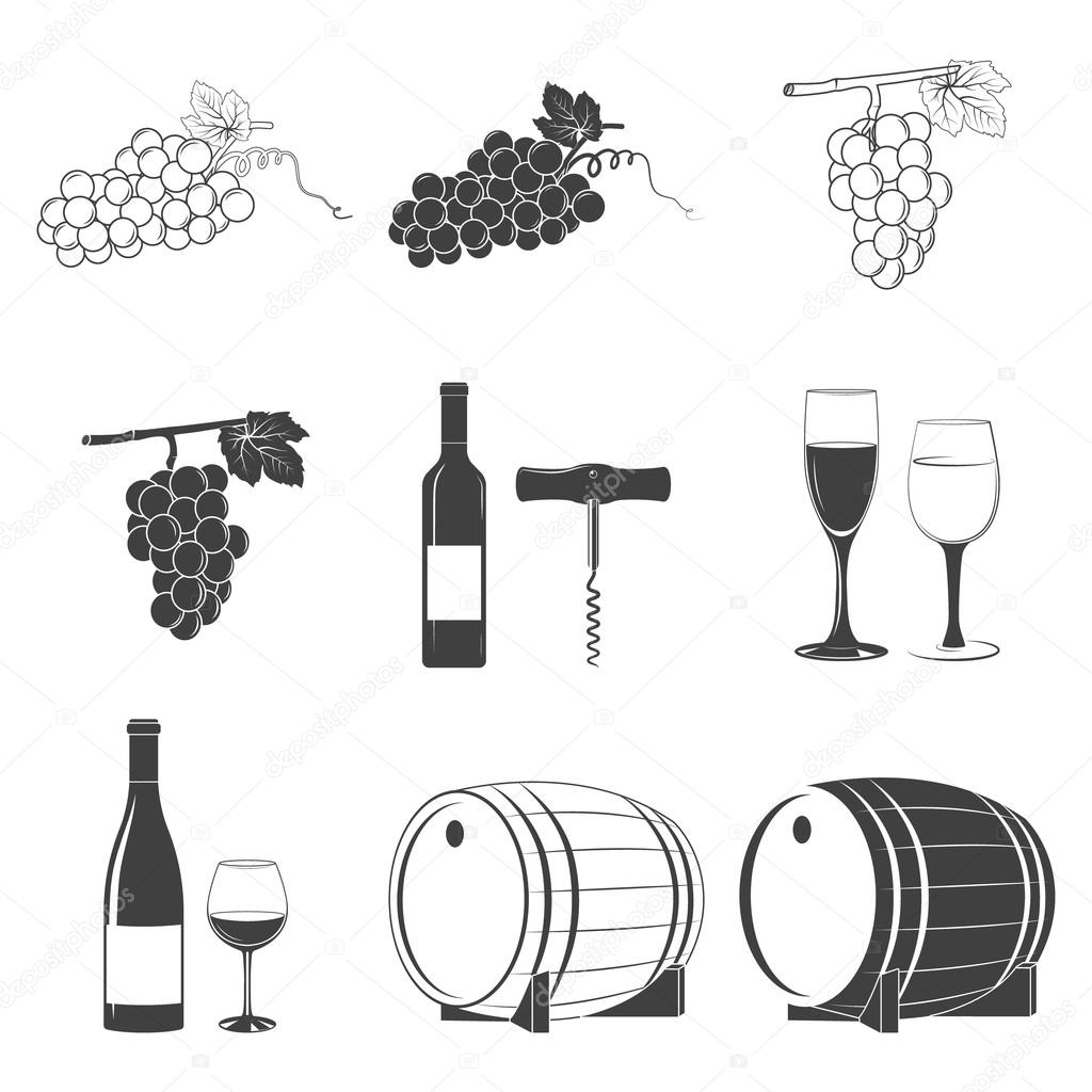 Wine icons set