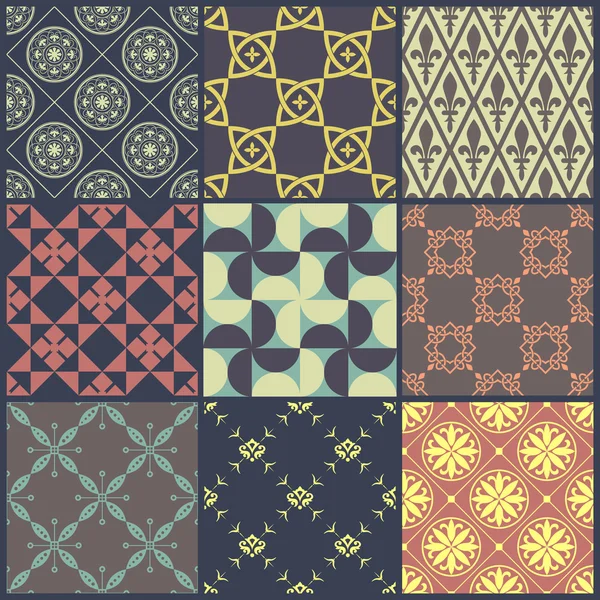 Conjunto de fondos sin costura vintage — Vector de stock