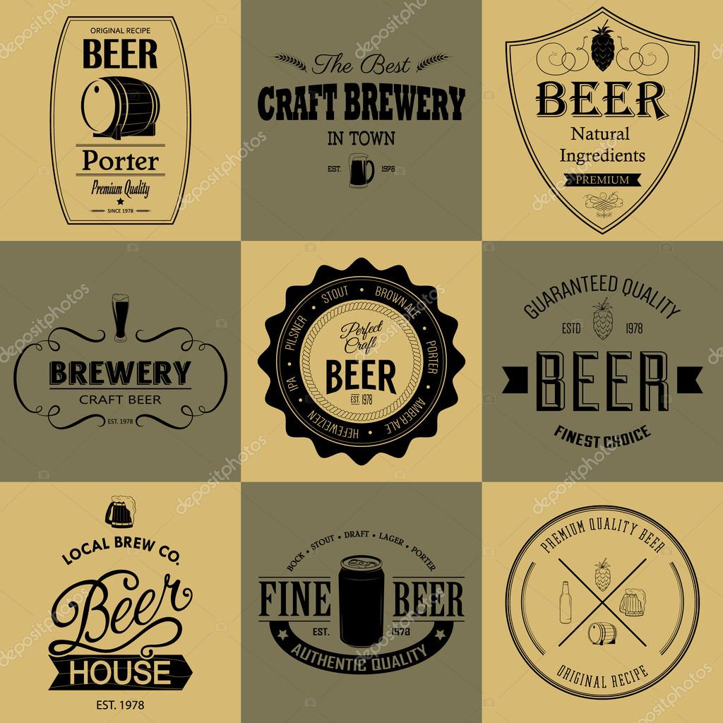 Retro set styled label of beer. Good as a template of advertisement.