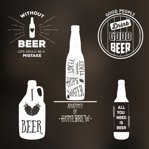 Vintage etiqueta de cerveza camiseta gráfico conjunto — Vector de stock