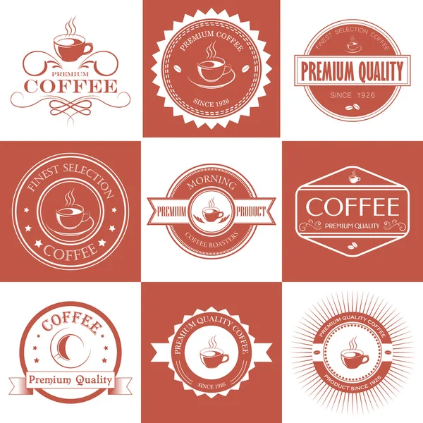 Set of vintage retro coffee badges and labels — Stock Vector