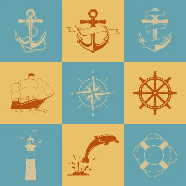 Nautical icons — Stock Vector