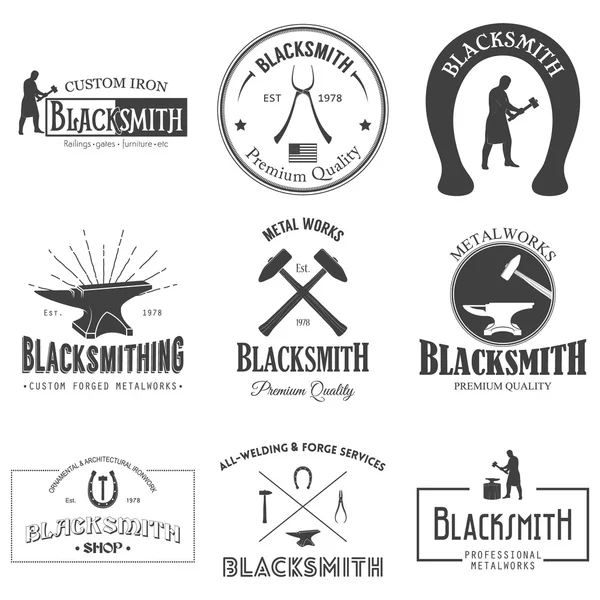 Set of vintage blacksmith labels — Stock Vector
