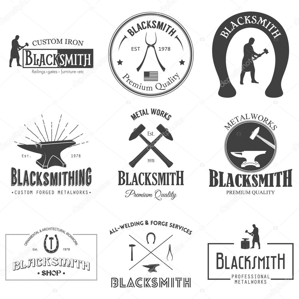 Set of vintage blacksmith labels