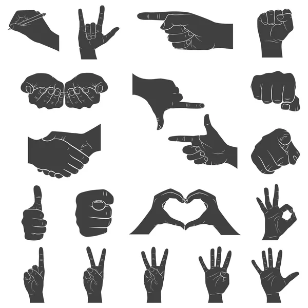 Hands in different interpretations. Vector illustration. — Stock Vector