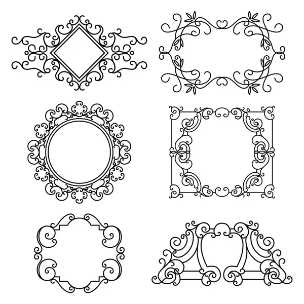 Vector set floral lineaire frames — Stockvector