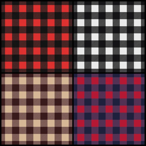 Conjunto de patrones sin costura de madera escocesa — Vector de stock
