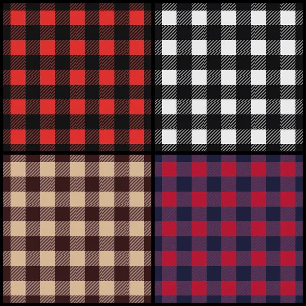 Set di boscaioli plaid senza cuciture — Vettoriale Stock