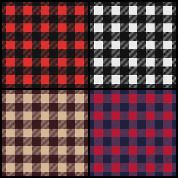 Set of lumberjack plaid seamless patterns 