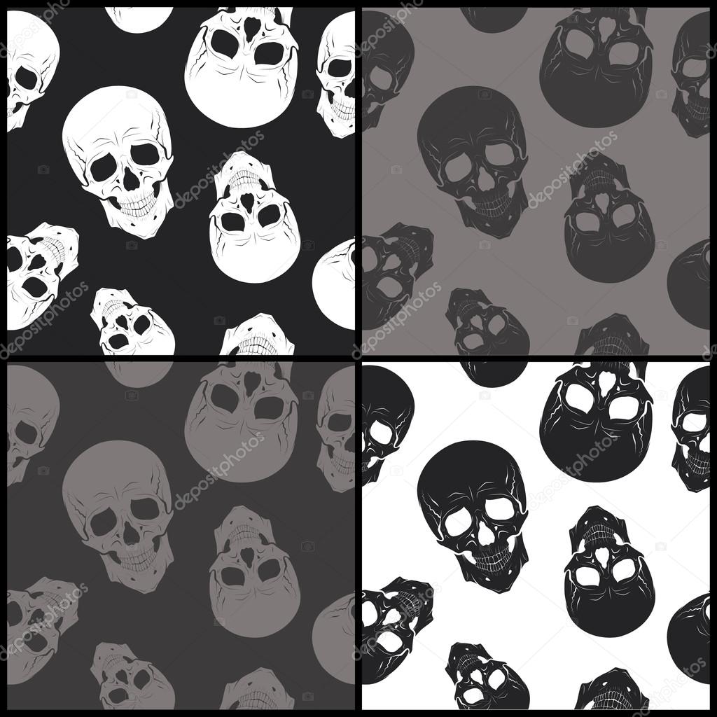 Set of seamless backgrounds with skulls