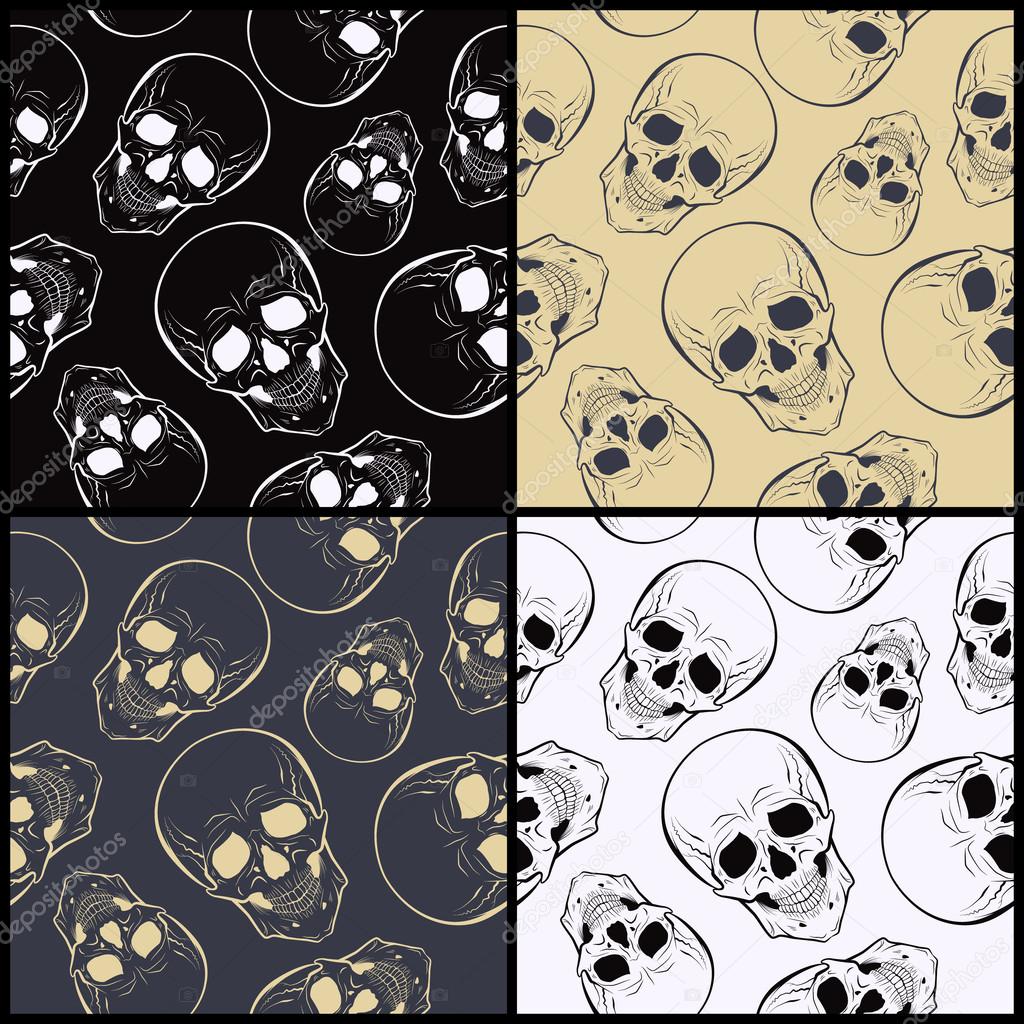 Vector  seamless patterns with skulls