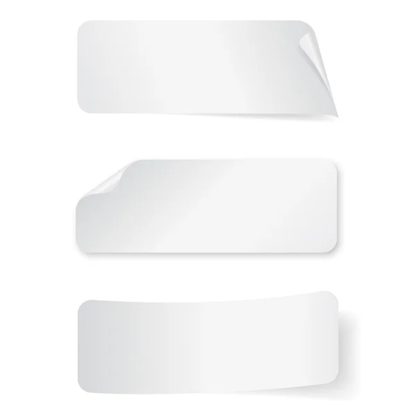 Ensemble d'autocollants rectangulaires en papier vide sur fond blanc. Modèles pour la conception — Image vectorielle