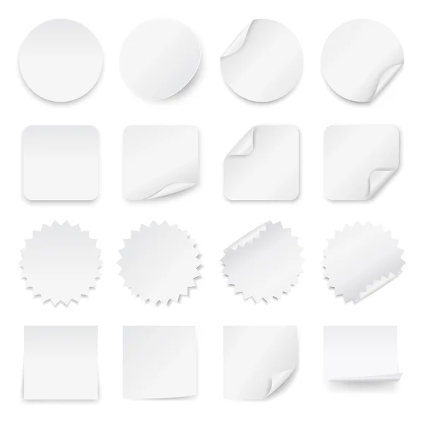Set of blank white labels with rounded corners in different shapes. — Stock Vector