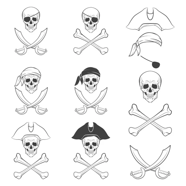 Jolly Roger in different versions. — Stock Vector