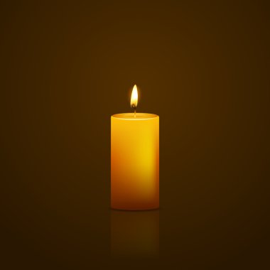 Yansıma siyah zemin üzerine sarı mum
