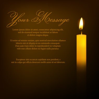 Vector funeral card with candle and place for text clipart