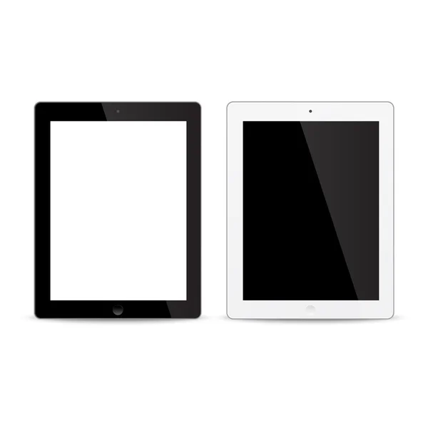 Tabletas realistas en blanco y negro aisladas en blanco . — Archivo Imágenes Vectoriales