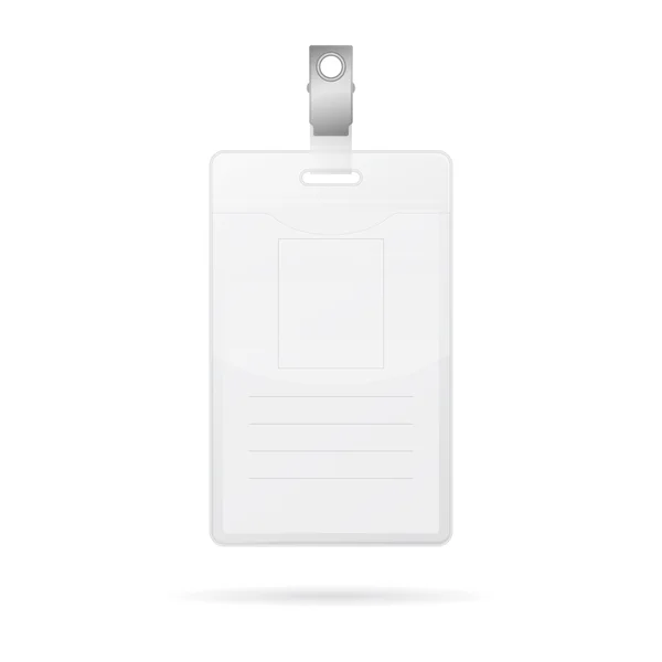 Tarjeta de identificación en blanco vertical aislada en blanco — Vector de stock