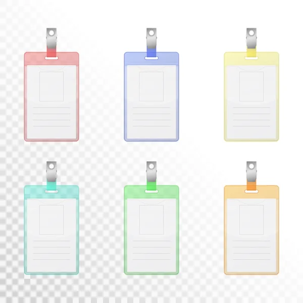 Set of transparent colorful vertical identification cards — Stock Illustration Set of transparent colorful vertical identification cards Stock Illustration
