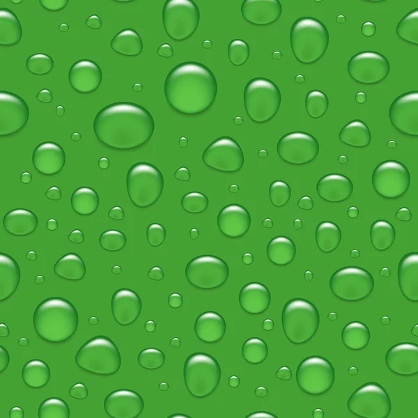 Fondo sin costura vectorial - gotas de agua en verde — Archivo Imágenes Vectoriales