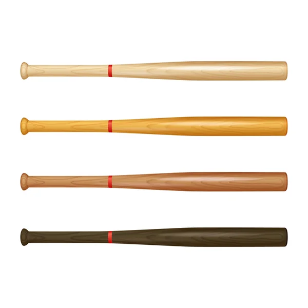 Set von hölzernen Baseballschlägern — Stockvektor