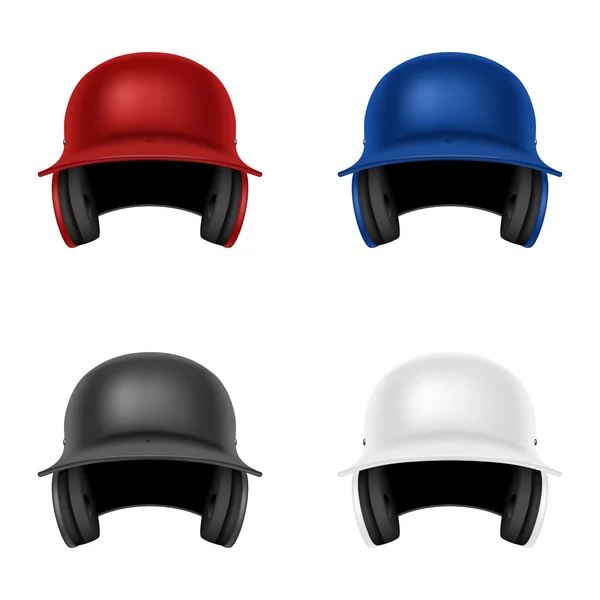 Conjunto de cascos de béisbol vectoriales. Aislado sobre blanco . — Vector de stock