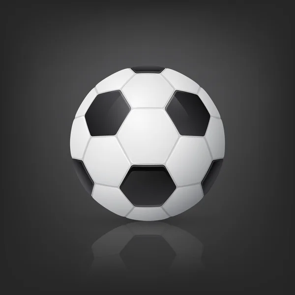 Pelota de fútbol de estilo tradicional sobre fondo negro. Ilustración vectorial . — Vector de stock