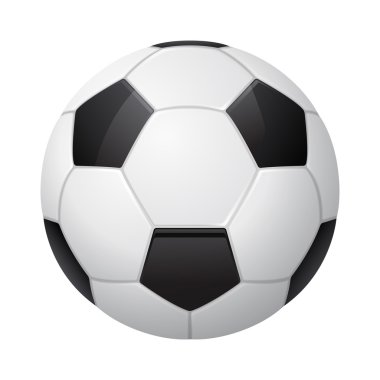 Üç boyutlu vektör futbol topu üzerinde beyaz izole.
