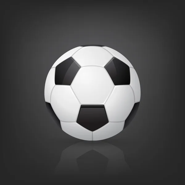 Bola de futebol tradicional em fundo preto. Ilustração vetorial . — Vetor de Stock