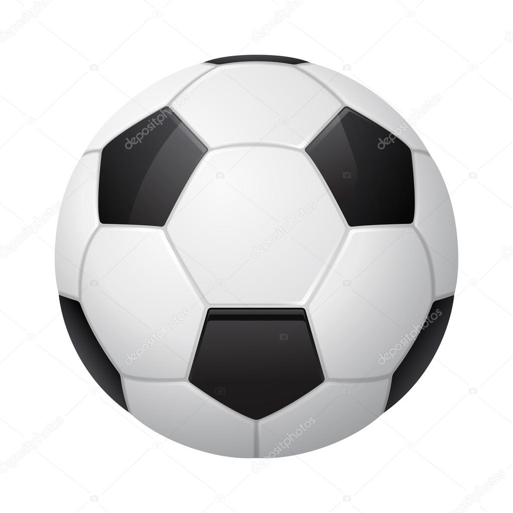 Three-dimensional vector soccer ball isolated on white.