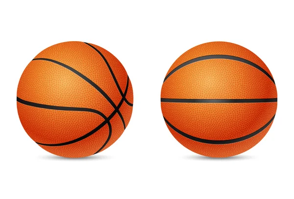 Basketbal, přední a a -polovina tahu, izolovaných na bílém pozadí. — Stockový vektor