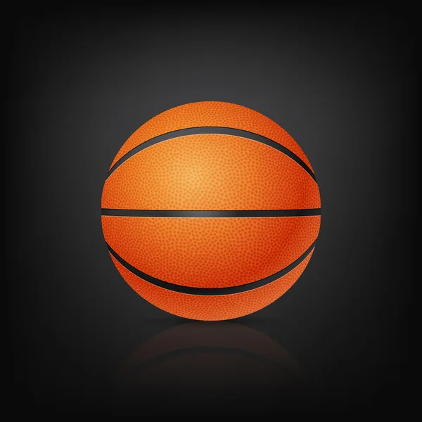 Vector basketball in front view on a black background — Stock Vector