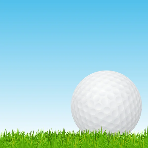 Golf ball on a green grass - vector background. — Stock Vector