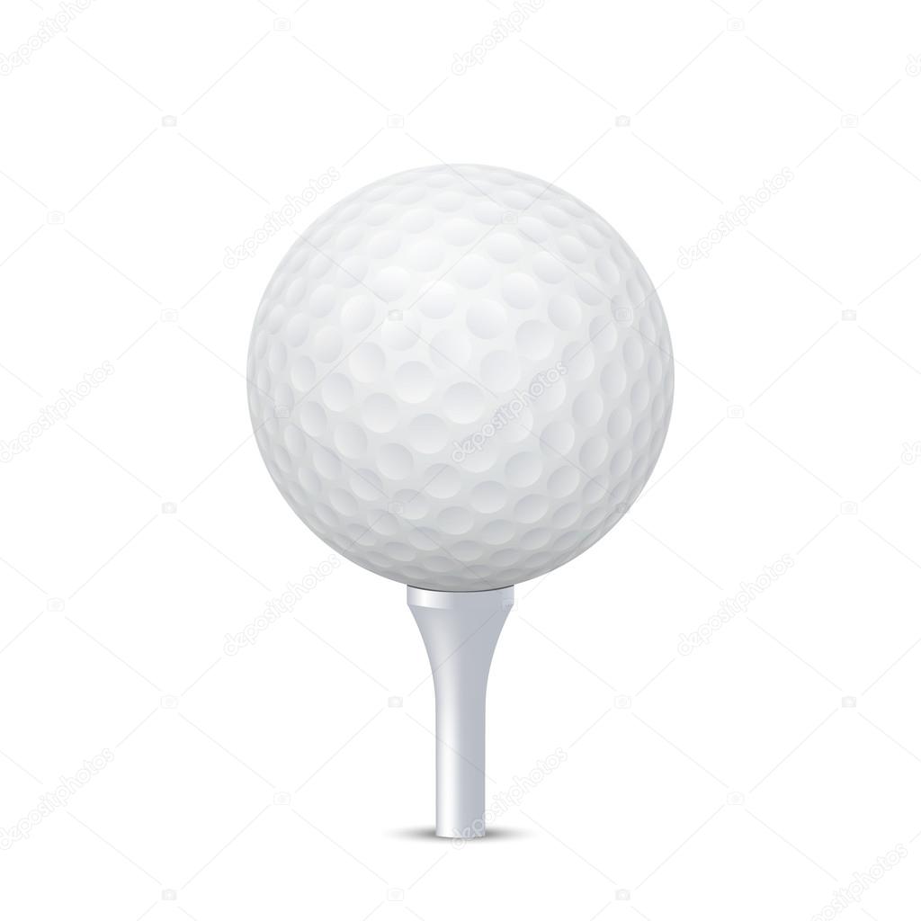 Vector golf ball on tee