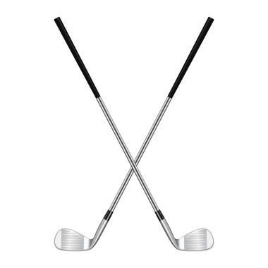 Two crossed golf clubs clipart