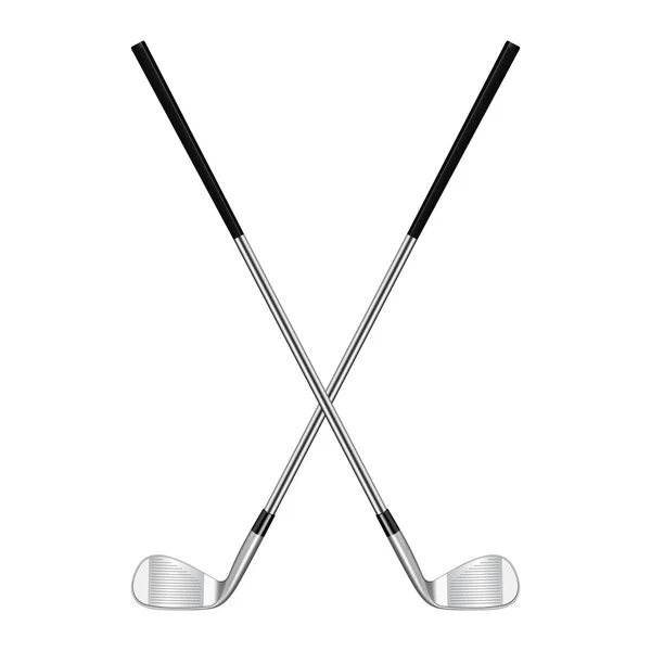 Dos palos de golf cruzados — Vector de stock