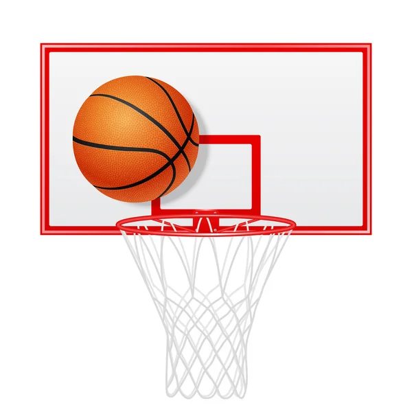 Panneau rouge de basket et balle. Isolé . — Image vectorielle