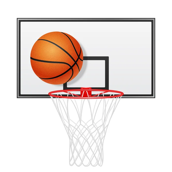 Basketball backboard and ball. Isolated on white — Stock Vector