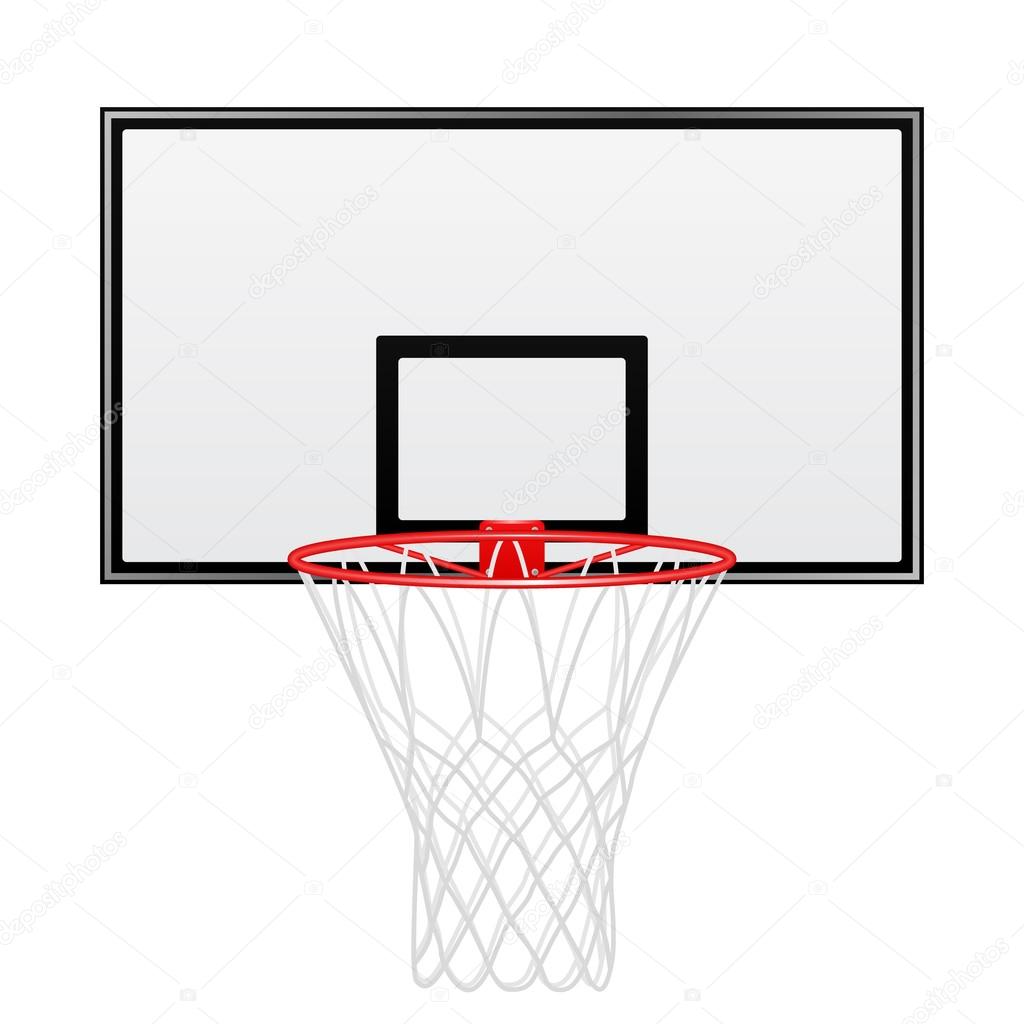 Black and red basketball backboard isolated on white background