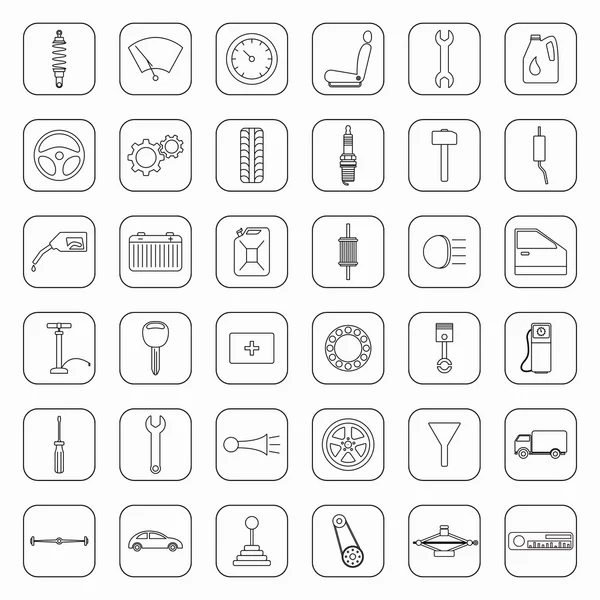 Treinta y seis piezas de automóviles iconos — Vector de stock