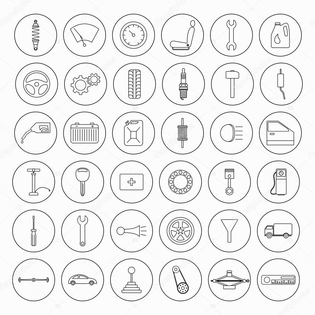 Car parts icons