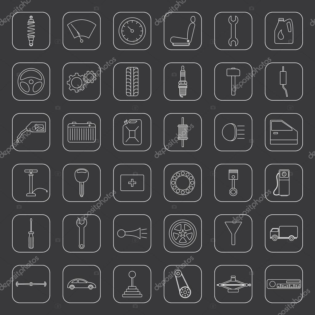 Set of car parts icons. Vector EPS8 illustration.